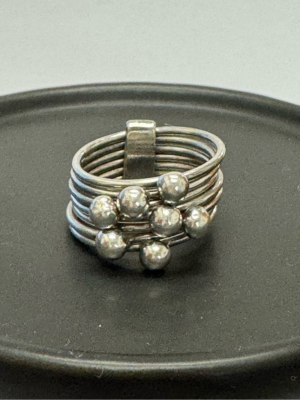 Vintage 925 Sterling Stackable Ball Bead Ring - Size 6.5